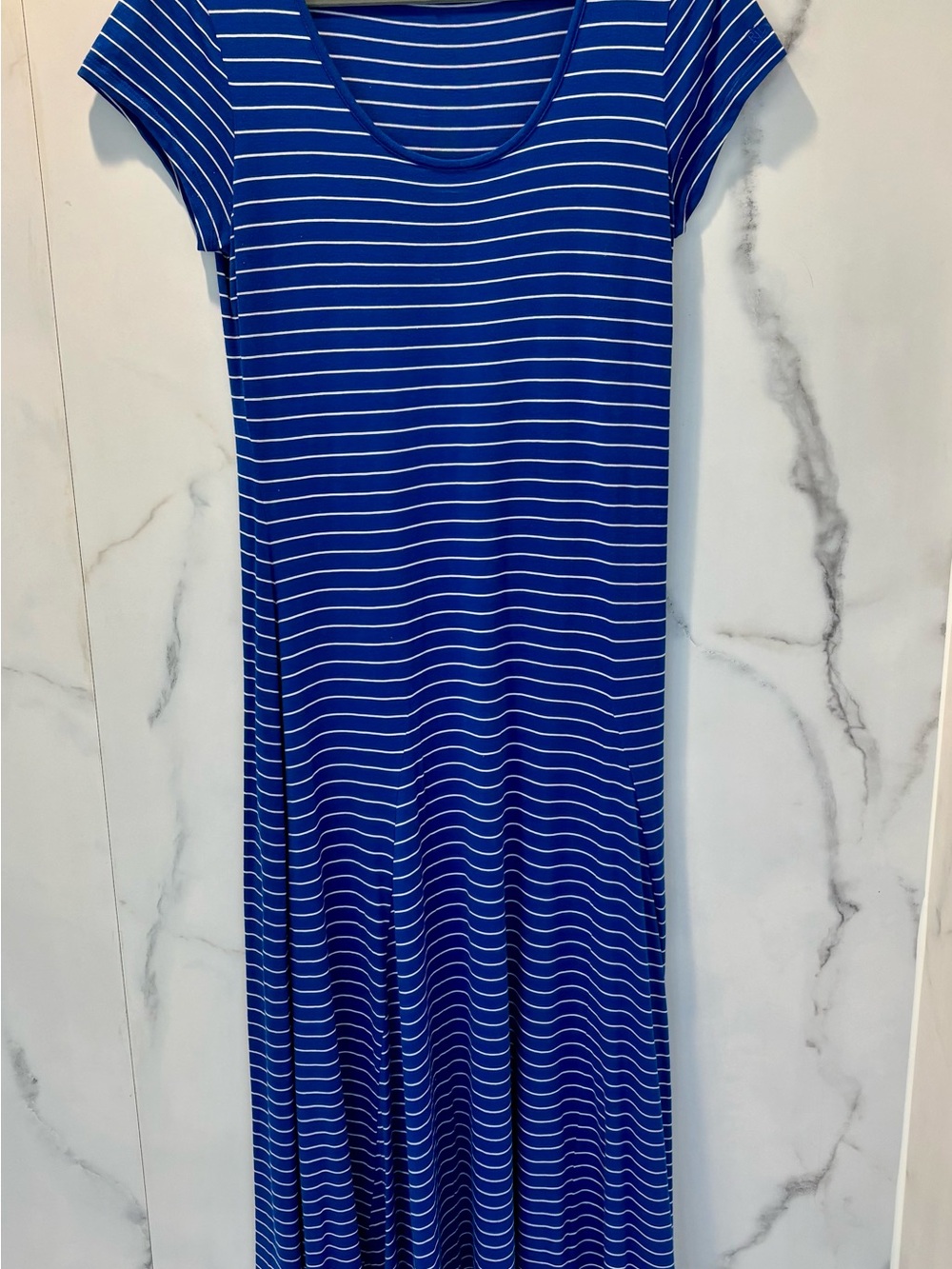 Ralph Lauren Women’s Royal Blue and White Striped Maxi Dress
